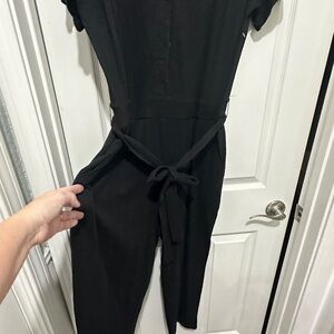 Black Short Sleeve Jumpsuit with Belt
